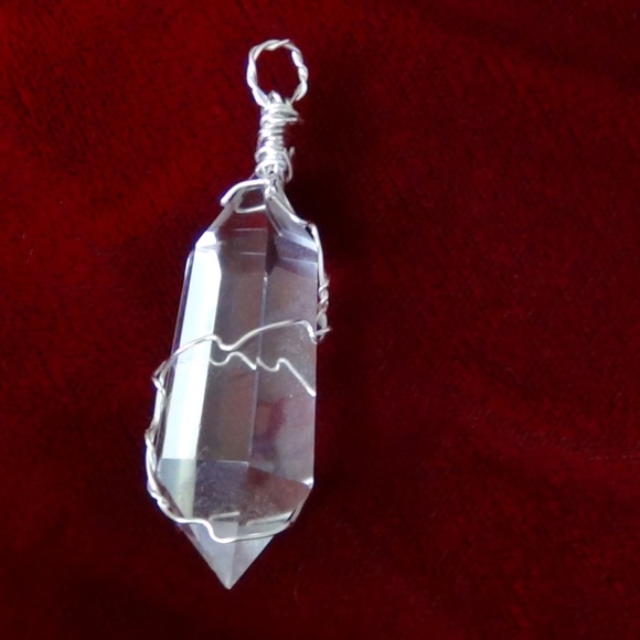 Jewelry - Natural Clear Quartz Point Pendant-Silver & Hemp